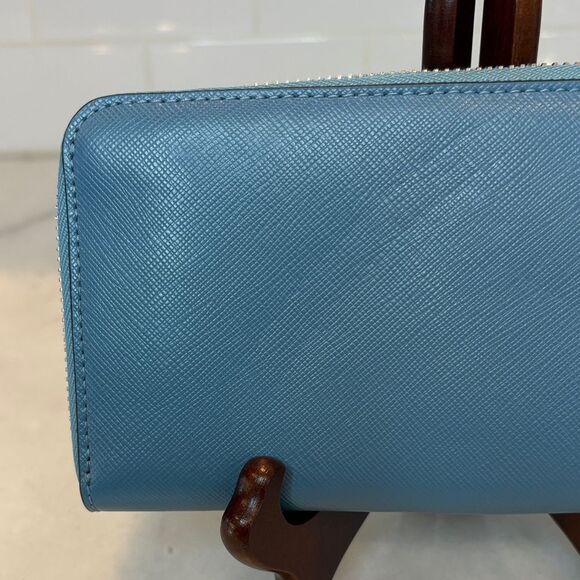Kate Spade Wallet Leather Staci Blue White Colorblock Full Zip Continental - Picture 5 of 16